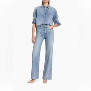 Alice + Olivia AMAZING HIGH RISE STRAIGHT FULL LENGTH JEAN, SZ 30 rockstar blue